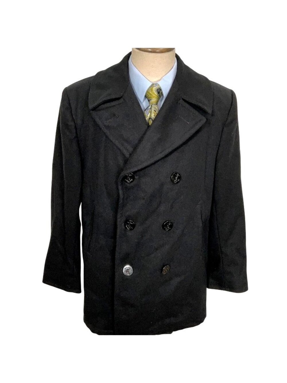 Sterlingwear of Boston DSCP Peacoat Men 46R Black Double Breast Military Jacket